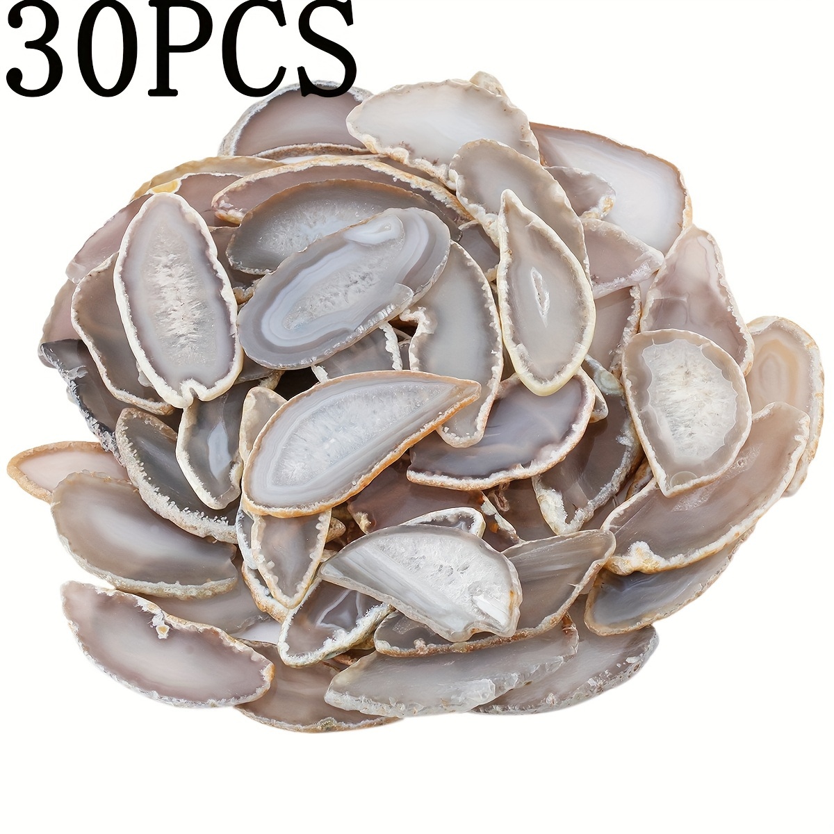 10/20/30pcs Of Large Non-porous Gray Agate Slices, Perfect For Jewelry. Natural Agate Gemstone Slices Can Be Used As Party Supply Decoration Kits