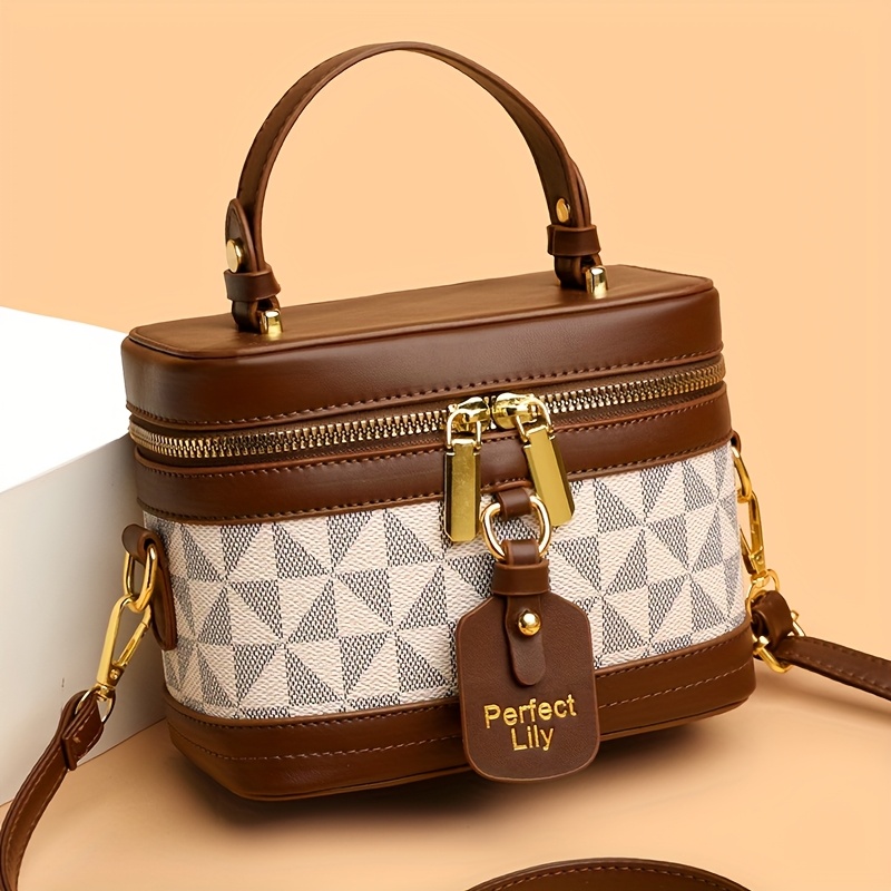 TEMU Women's Fashion Letter Print Lightweight Daily Crossbody Bag | , Random Fabric Print, Removable Shoulder Strap, Zipper Closure, Suitable For