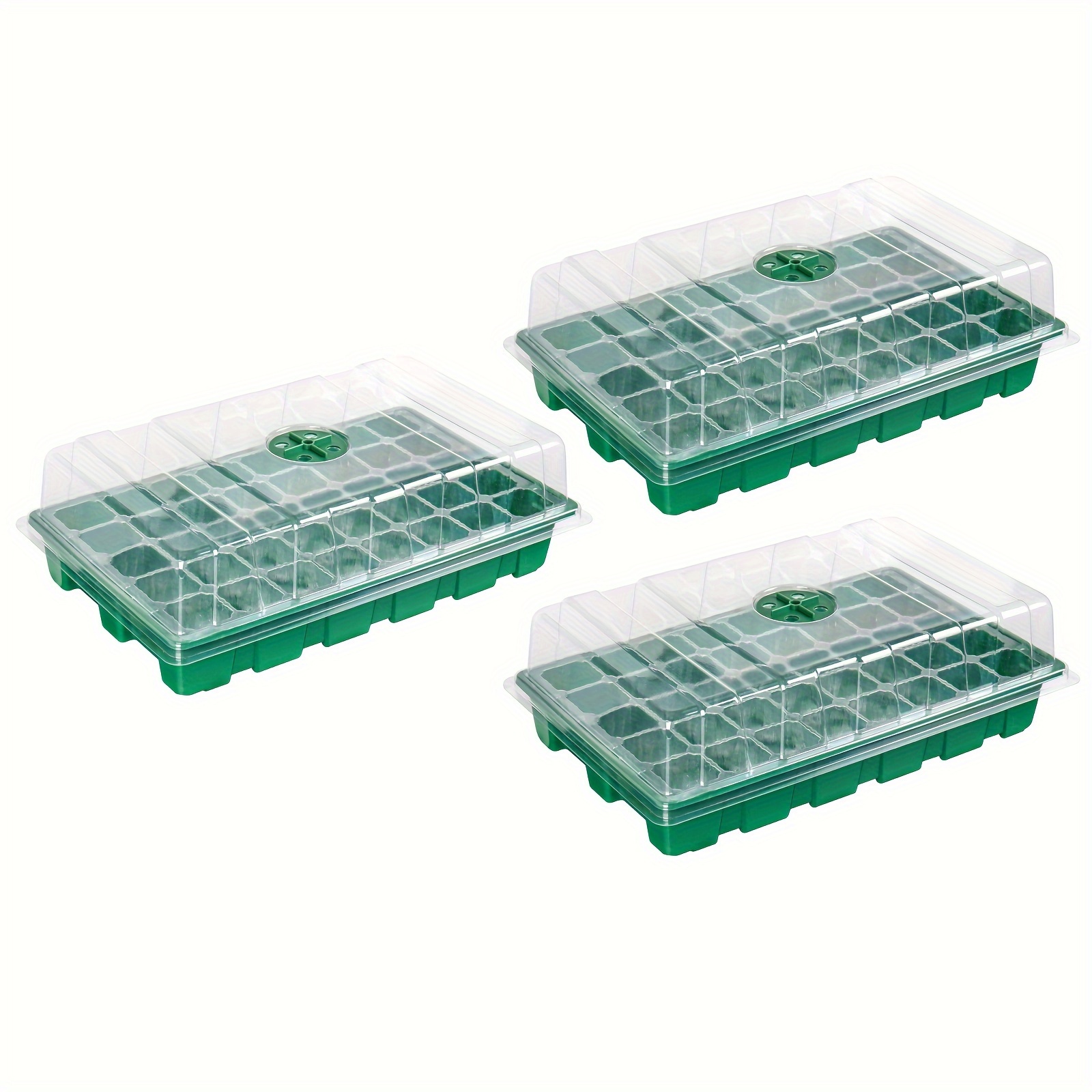 

3 Packs, Seedling Trays Seed Starter Tray, Mini Propagator Plant Greenhouse Grow Kit With Humidity Vented Domes And Base For Seeds' Starting (40 Cells Per Tray, Total 120 Cells), Green