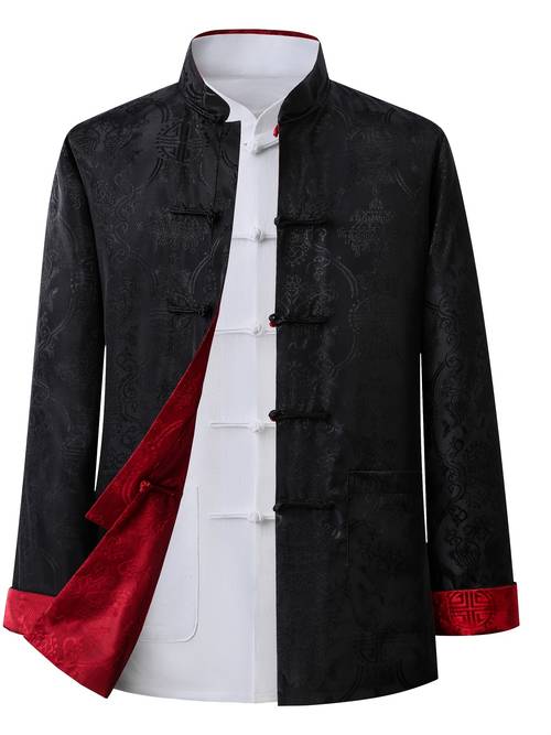 chinese fu mens long sleeve reversible tang suit mens stand collar casual chinese size please check the size guide