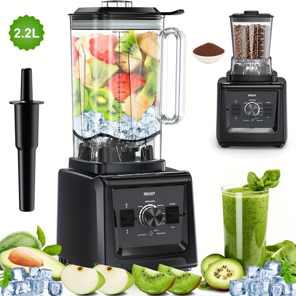 TEMU Prasky Professional Blender, Smoothies Blenders, 75oz 2 Containers, Blender And Grinder Combo 25000rpm Powerful Kitchen Blender, For Coffee