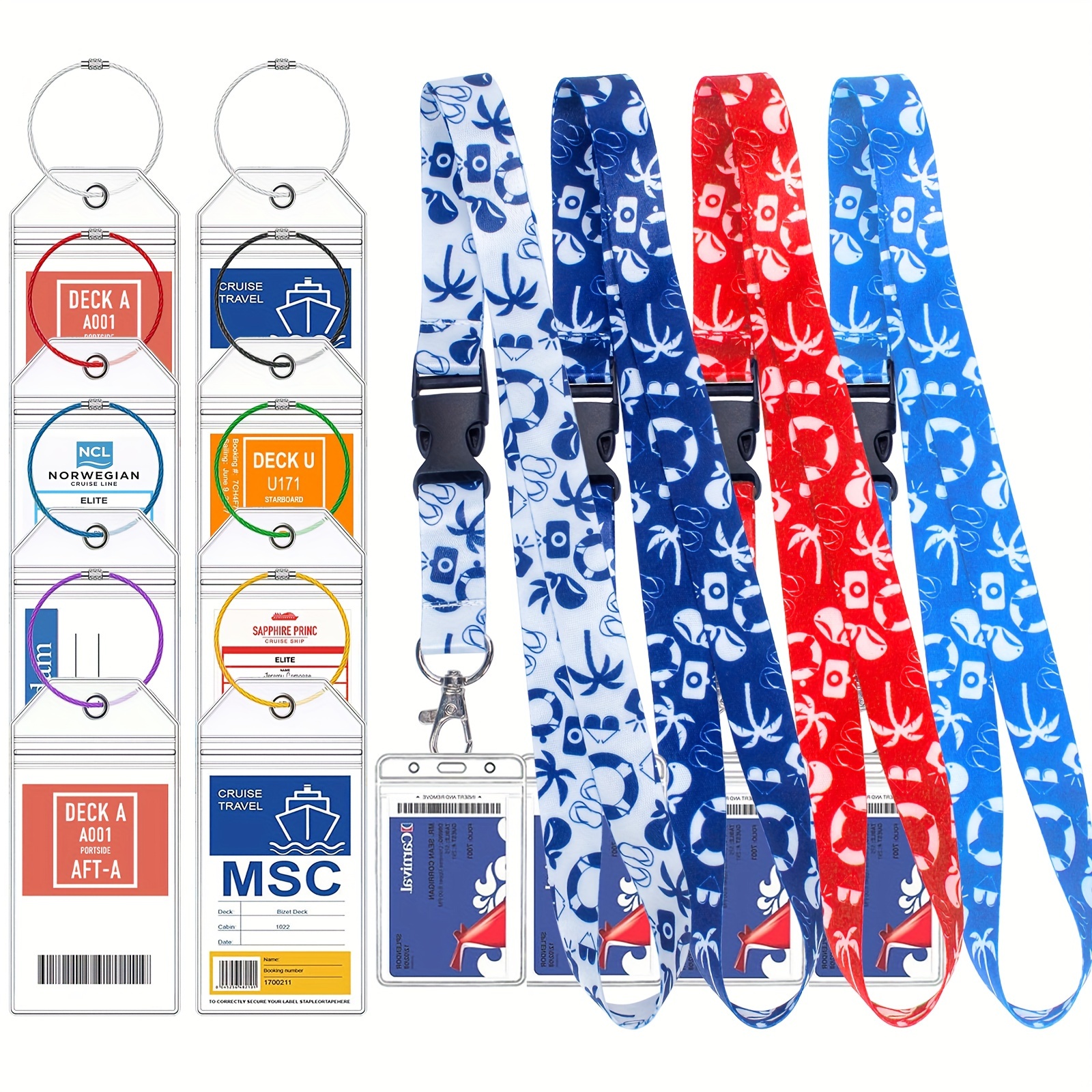 

8pcs Luggage Tag 4 Lanyards, Detachable Lanyards, And Luggage Tag , Steel , Suitable For , Ncl, , Msc, 2024-2025