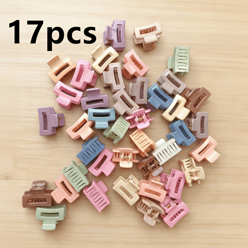 TEMU 17pcs Matte Milk Coffee Mini Frosted Colorful Multifunctional Mini Hair Clips, Cute Bangs Clips, Simple Small Hair Claw Clips