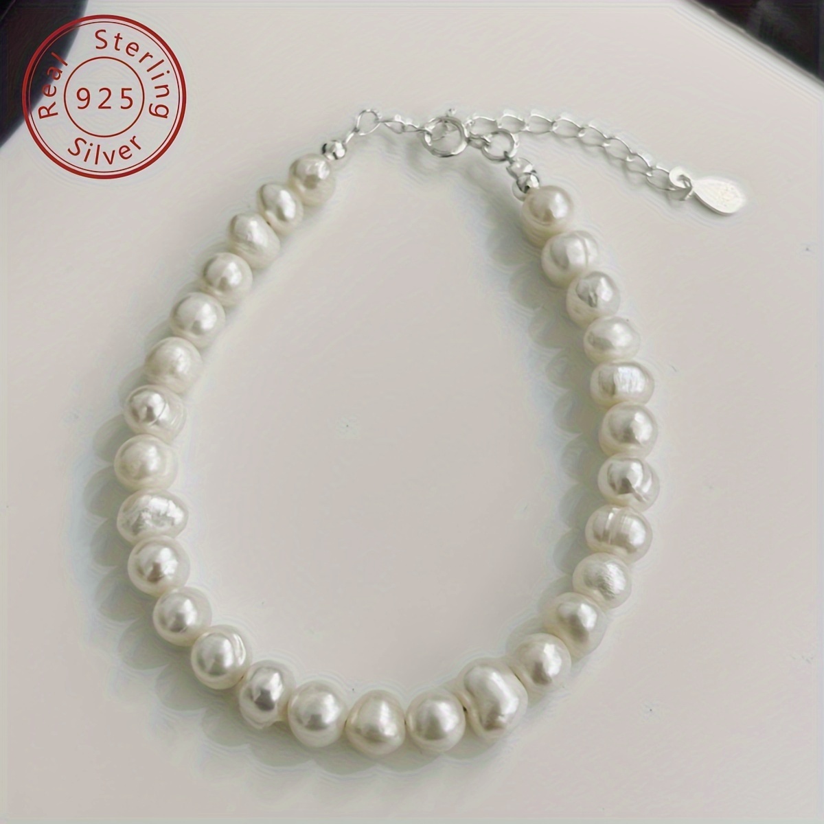925 Silvery Natural Freshwater Pearl Bracelet, Essential for Autumn And Winter, French Retro, Easy Senior Feel, Versatile for Daily Commuting, Suitable for Women'S Banquets And Various Places to Wear, Selected Jewelry for Gifts