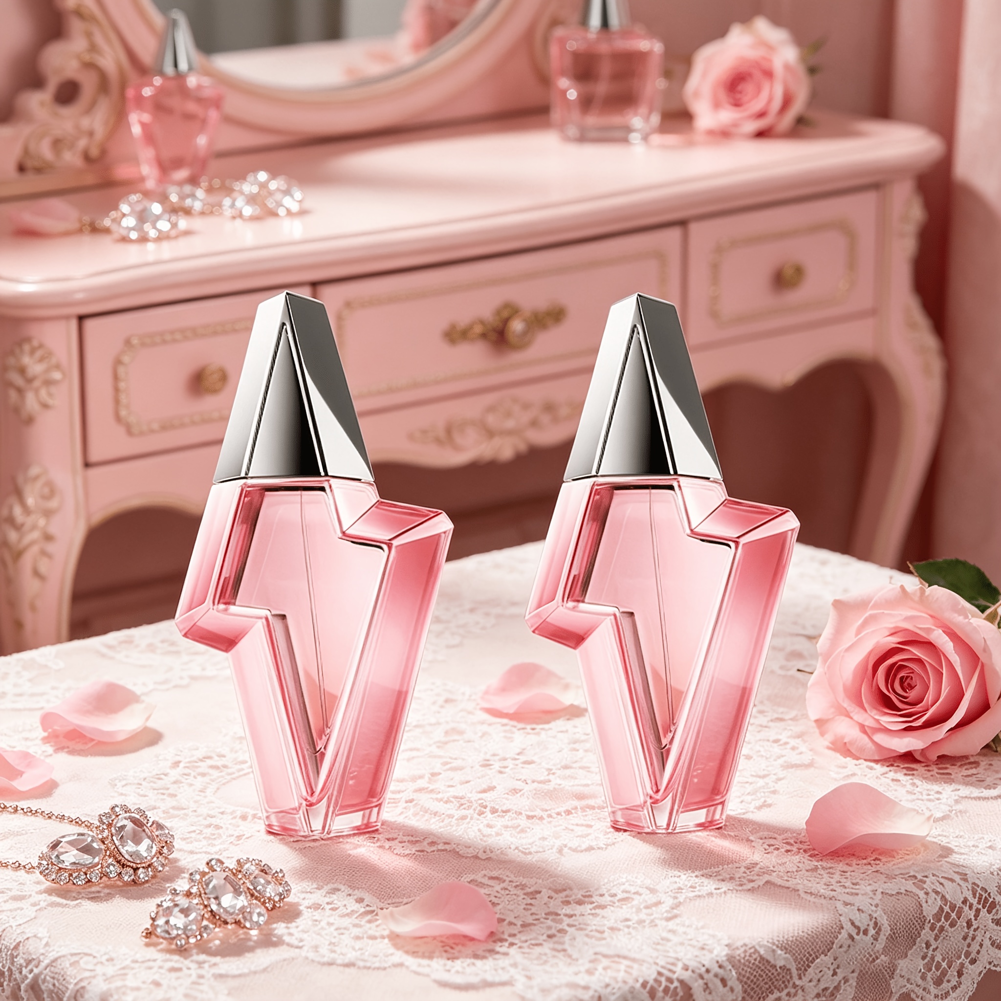 Image of [c2u Two-piece Women's Perfume]pink Combination 80ml*2 | Soft Floral Fragrance 160ml: Lychee Magnolia Rose Cedar Musk | Fresh And Long-lasting Lightning (romantic Gift For Girlfriend | Creative Gift)