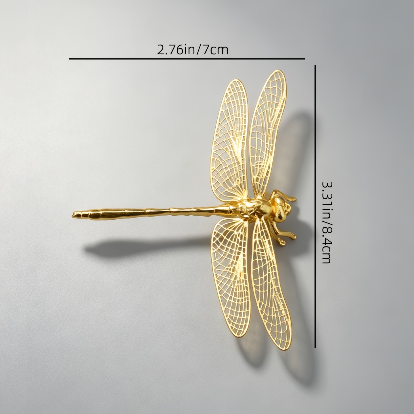 TEMU Collectible Figurines Vintage Metal Dragonfly Ornament, Craft Metal Dragonfly Sculpture Jewelry, Exquisite Hollow Wing Insect Statue, Desktop