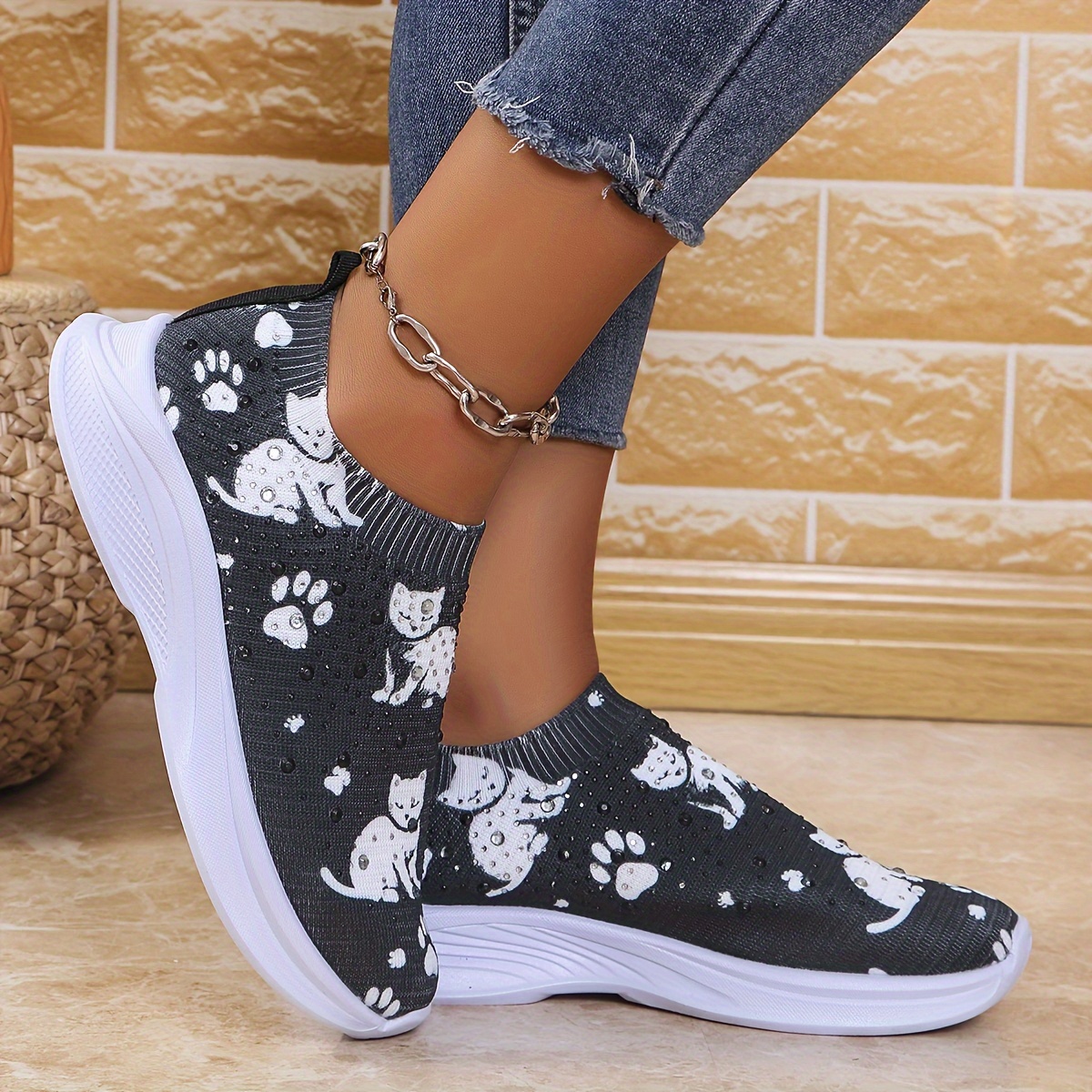 

Breathable Women's Slip-on Sneakers - Vintage Style, Lightweight & Comfortable Casual Shoes With Eva Sole