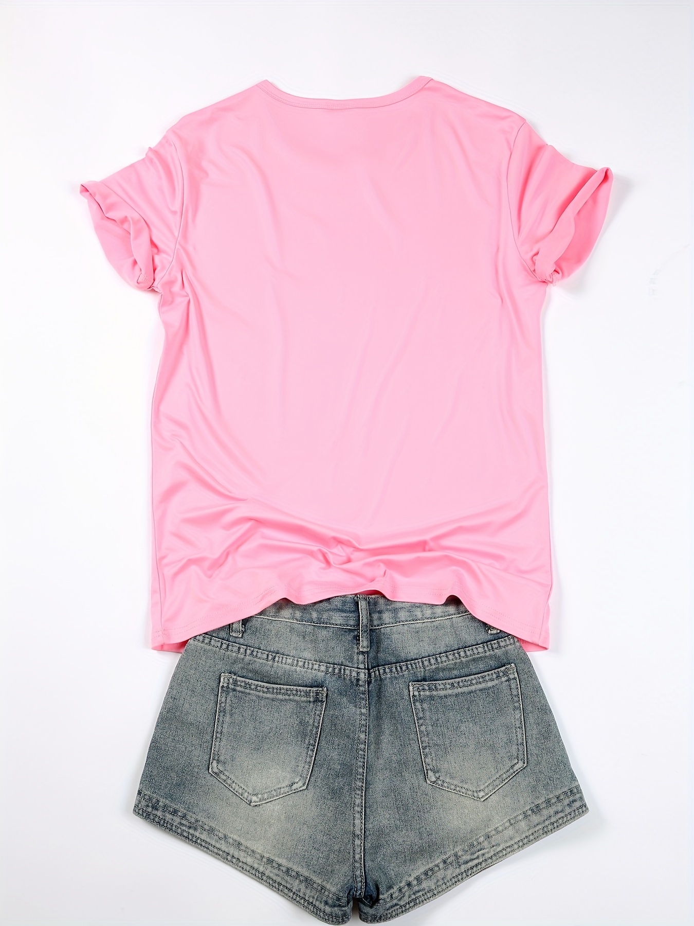 Women's Casual Solid Color Blank Short Sleeve T-Shirt - Round Neck Regular Fit Machine Washable Spring Summer Essential Versatile Top, Plain T Shirts for Ladies, Casual Attire, Minimalist Style, Smooth Texture