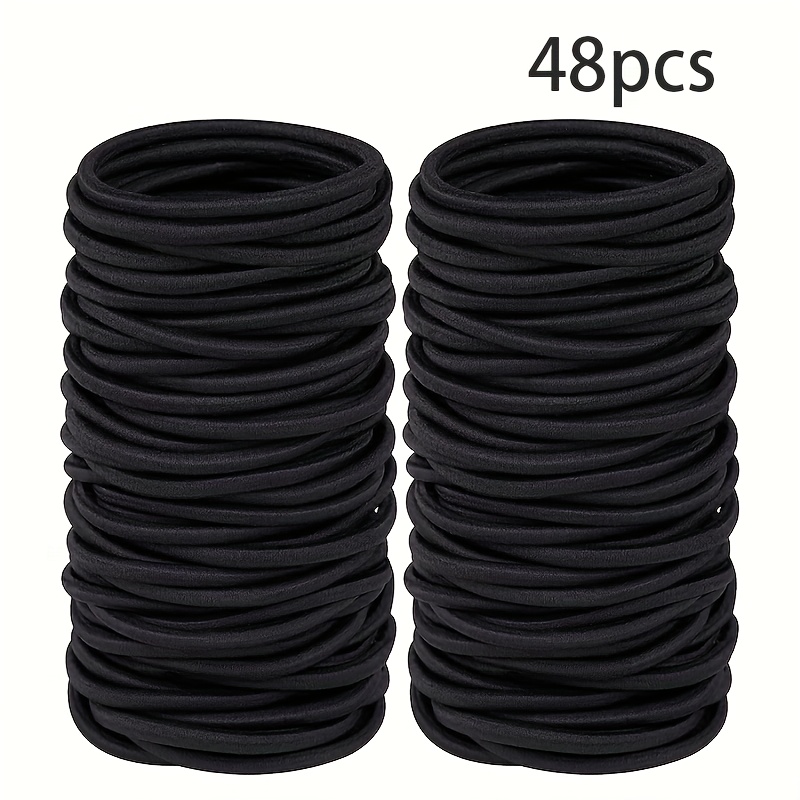 TEMU 48pcs Lemon Love Elastic Hair Ties Suitable For Thick Hair, Damage- Bands For Women With Braids, Ponytails, Buns, Dreadlocks - Gentle Hair Care