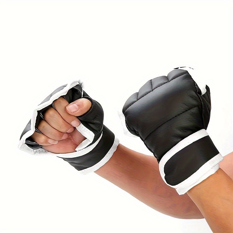 TEMU Half-finger Boxing Gloves For Adults - Durable Leather, -on Design,