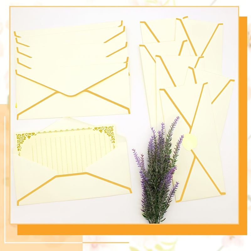 Image of 40pcs #10 Golden- Business Envelopes With Golden Sealing Stickers, Includes 20 Envelopes + 20 Stickers, Suitable For Office Documents / / Letter Mailing