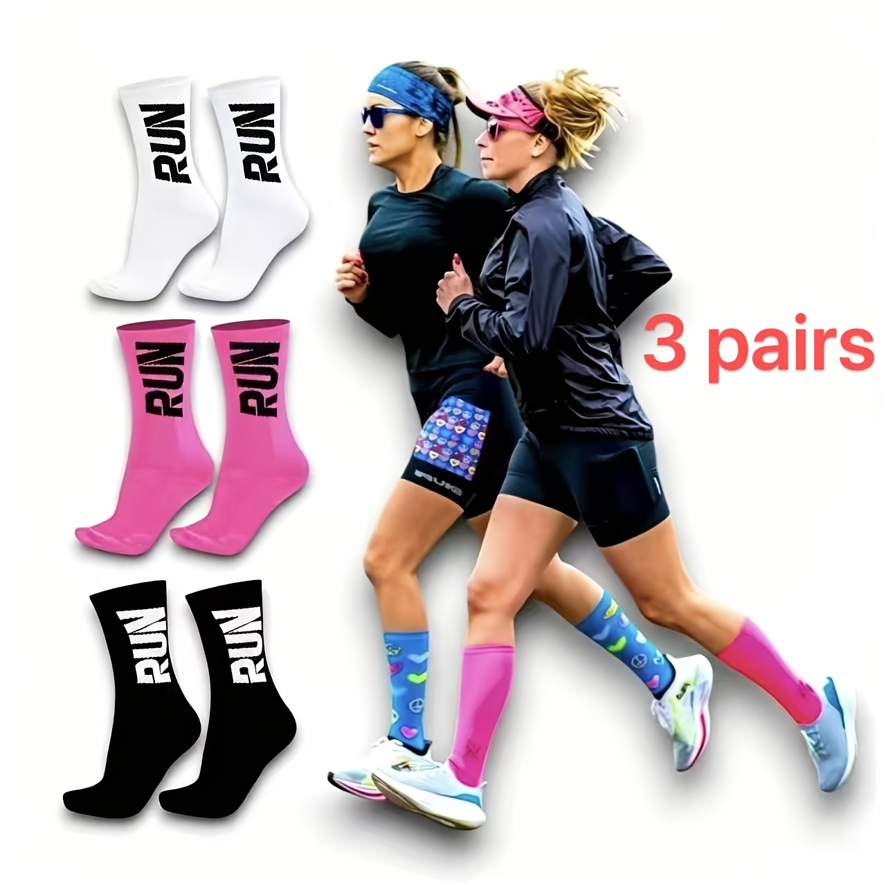 TEMU 1/3 Pairs Running Socks, High-, Suitable For Walking/sports, Vibrant Colors, Unisex