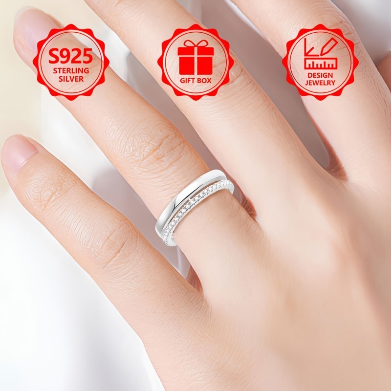 925 Silver Double Layer Ring - Simple & Elegant Design