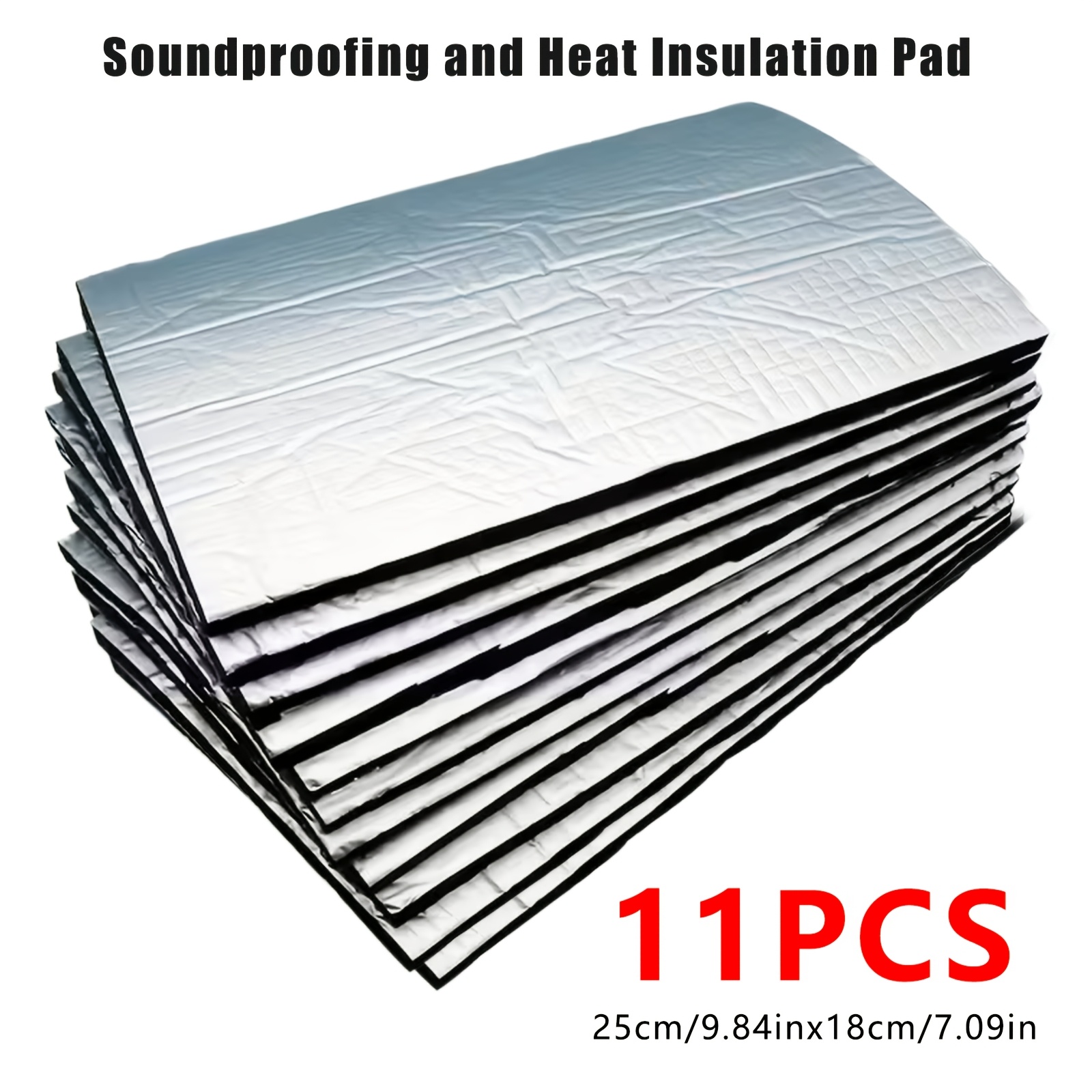 TEMU 11pcs, 9.84 X 7.09 pouces Insonorisation de capot de voiture, Coussin d'insonorisation de voiture, Matériau d'isolation thermique, avec adhésif,
