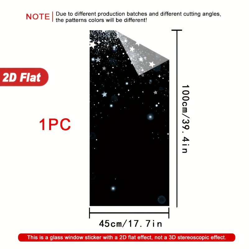 TEMU 1pc Window Film - Static Cling Astronomy Decoration With Deep To Ombre Gradient, No Residue Removal For Home, Office, Bathroom, Kitchen - Large