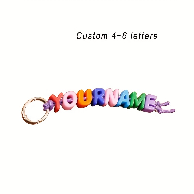 TEMU [2D ] [2D ] [Personalizado] 1pc Llavero de Cuentas Acrílicas Multicolor Personalizado con Inglesas, Colgante de Cuentas de a Personalizado para