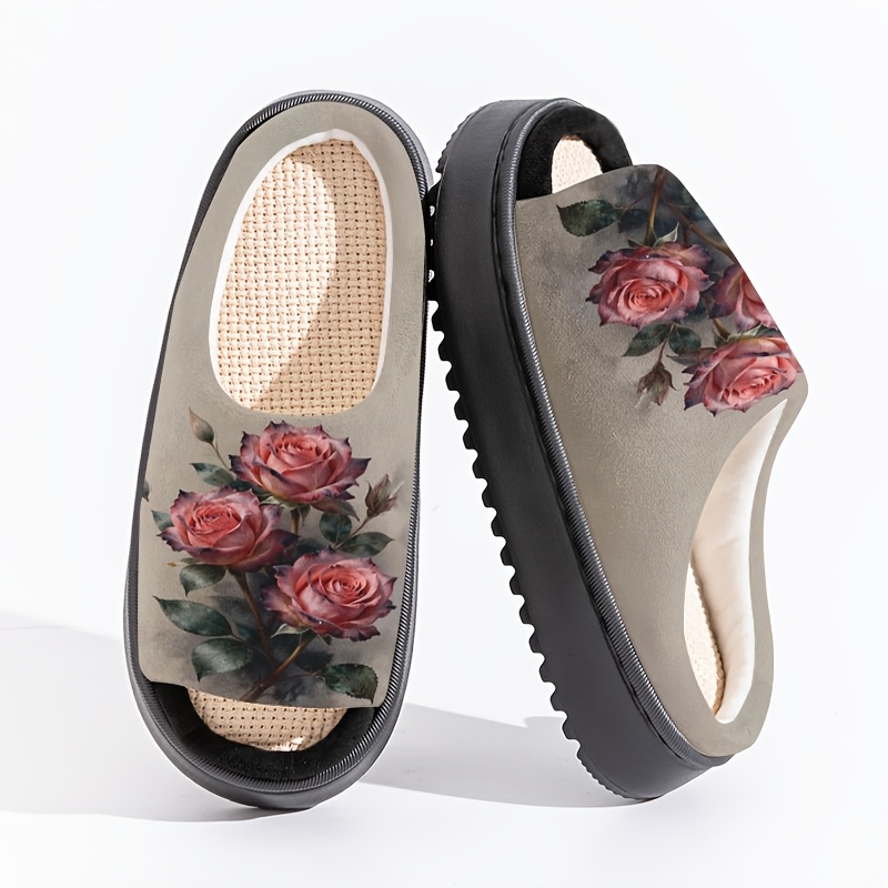TEMU Printed Open-toe Home Slippers For Women And Men, Breathable Comfortable Indoor And Outdoor Couple's For Summer, House Bedroom Slippers,