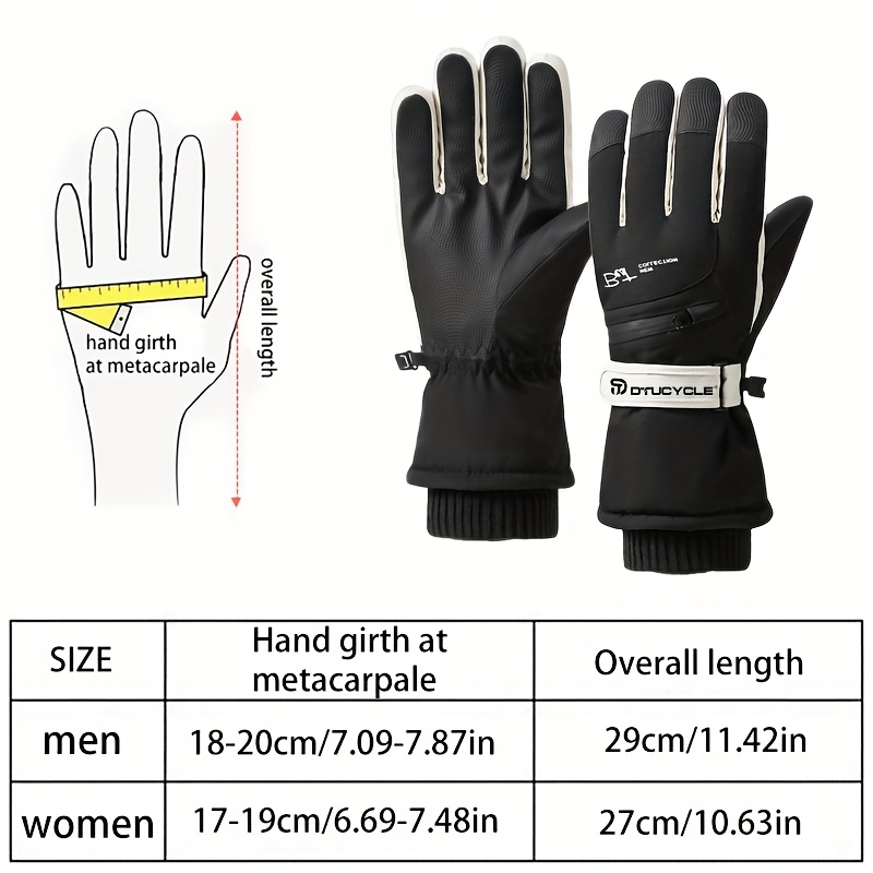 DTUCYCLE Winter Touchscreen Skiing & Cycling Gloves - Thick Thermal Sports Gloves with Magic Tape Closure, Unisex for Men/Women, Compatible for Smartphone for Skiing, Mountain, Outdoor Activities (Cold Weather) - Machine