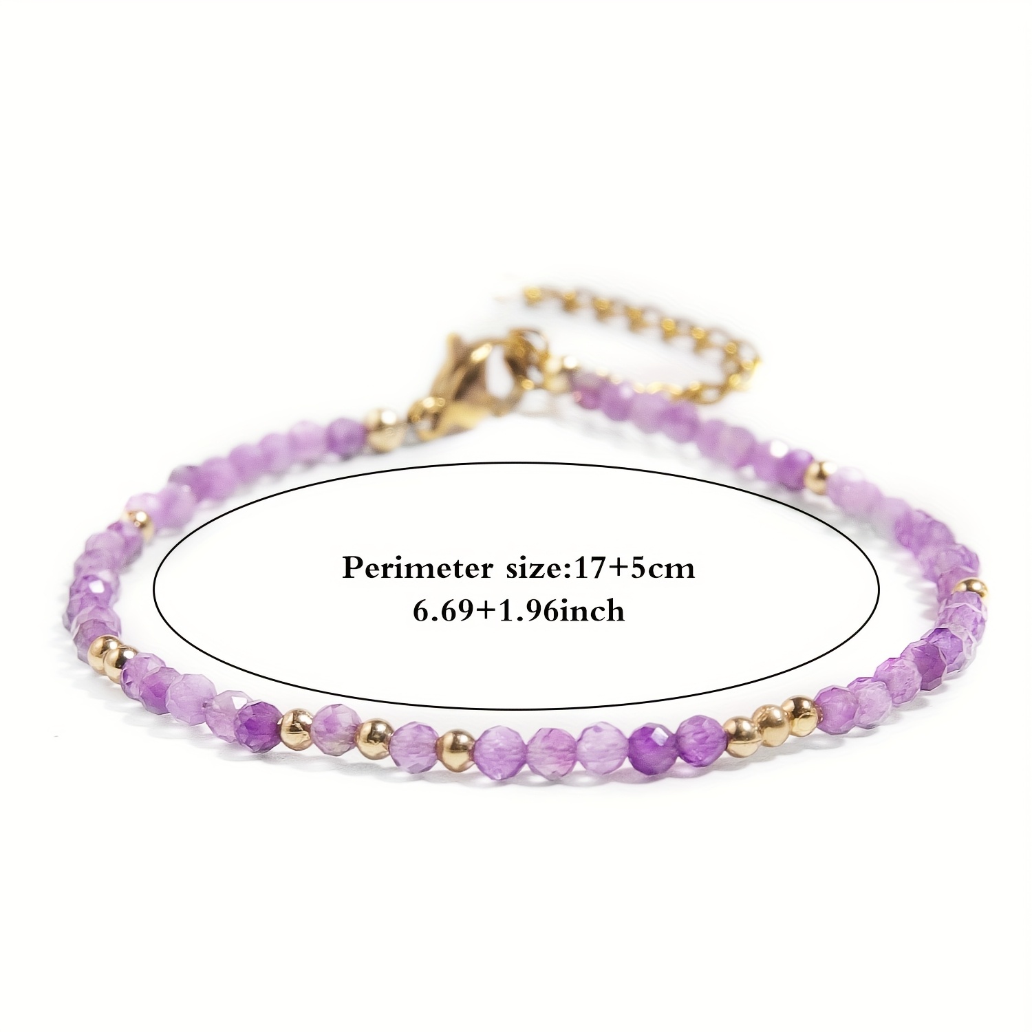 3mm Faceted Purple Natural Stone Beaded Bracelet, Unisex