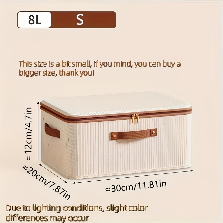 TEMU XSHGX Grande Boîte de Rangement Pliable | Double Fermetures Éclair et Poignées en Cuir Synthétique | pour le Rangement sous le Lit, les
