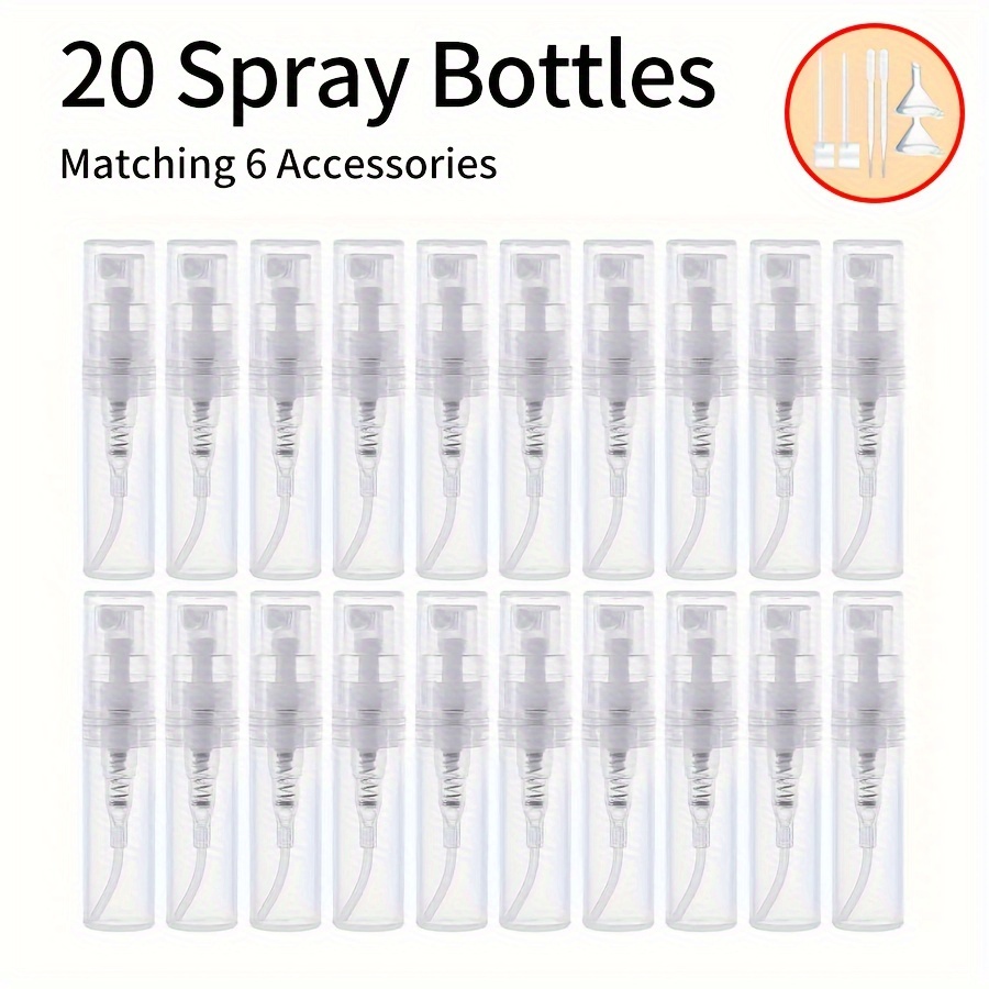 

20pcs+6 Accessories 2ml Plastic Portable Atomizer, Including 20 Mouth Bottles, 2 , 2 Dispensing , 2 , For And