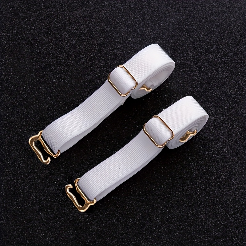 1 Pair Elegant Adjustable Bra Straps, 85% Polyester Non-Slip Elastic Underwear Accessories, Solid Color Knit Fabric Bra Straps with Metal Accents