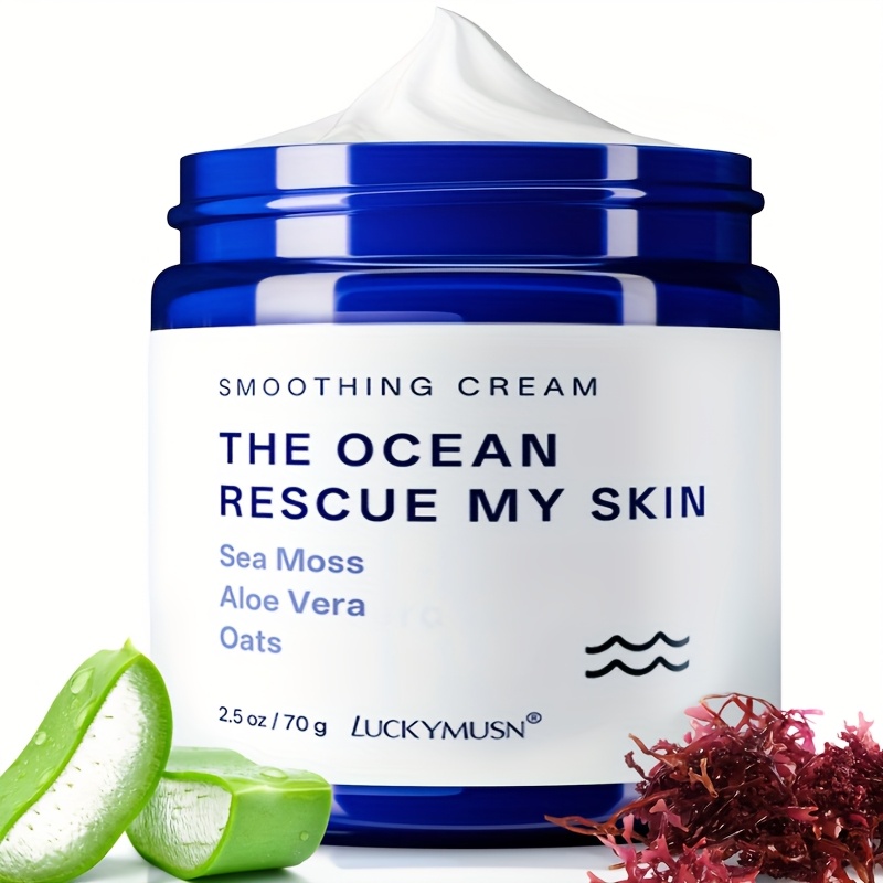 MUSN Shea Butter, Aloe Vera & Vitamin E Moisturizing Cream with Seaweed & Oatmeal - Fragrance-Free for Skin, Very Dry/Itchy/ Skin, Suitable for Men & Women, 2.5oz/70g