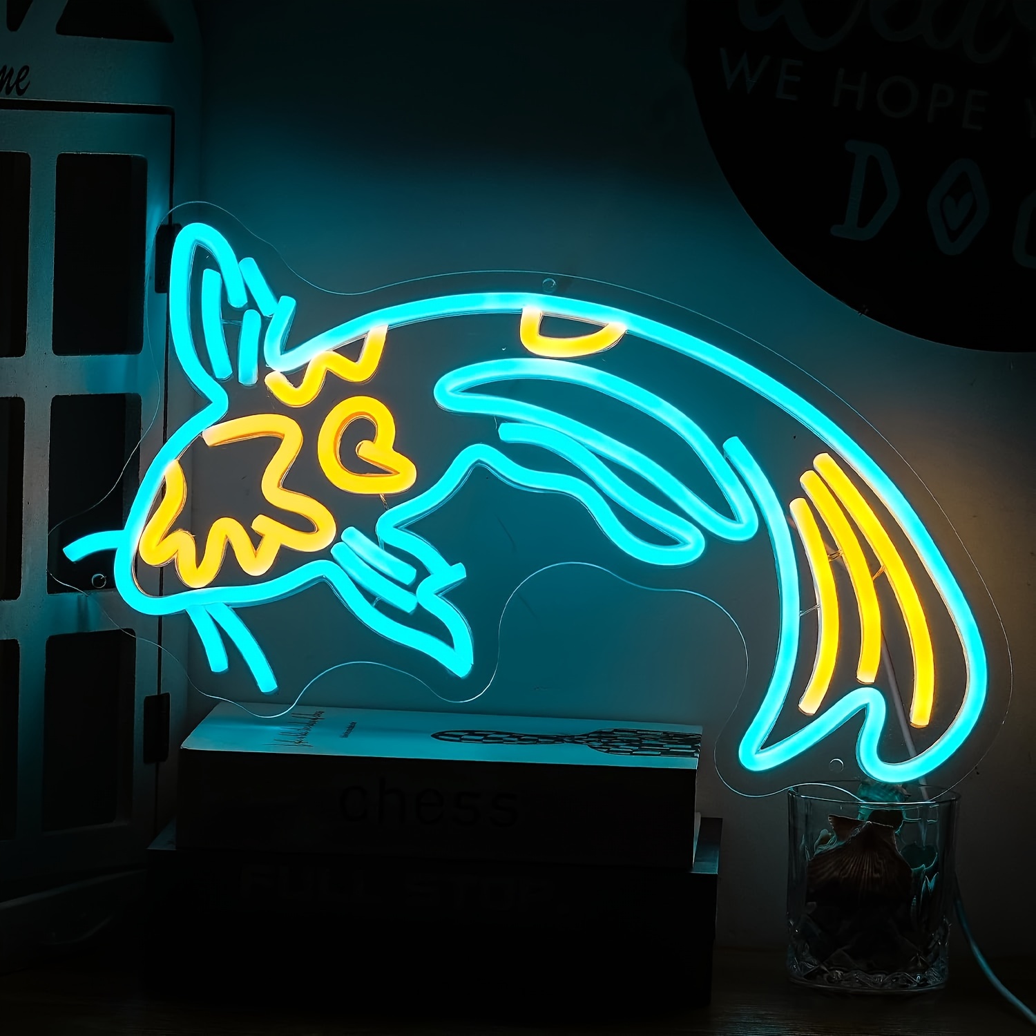 1pc Fish Koi Neon Sign, USB Powered Fish Led Neon Sign Wall Decor, Red  White Lucky Fish Neon Sign For Bar, Restaurant, Living Room Wall Decor,  Atmosph
