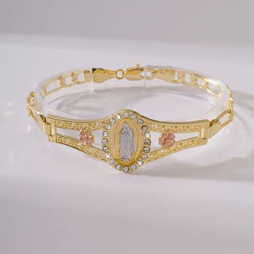 1pc guadalupe bracelet bracelet medal 14k gold plated inlaid adjustable exquisite and elegant religious jewelry gift