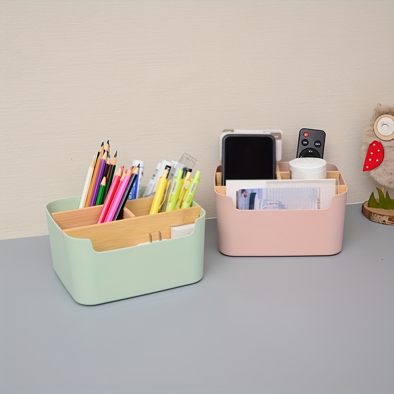 

Multi-compartment Desk Organizer - 5-section Plastic Storage Box For Office Supplies, Remote Controls & Stationery