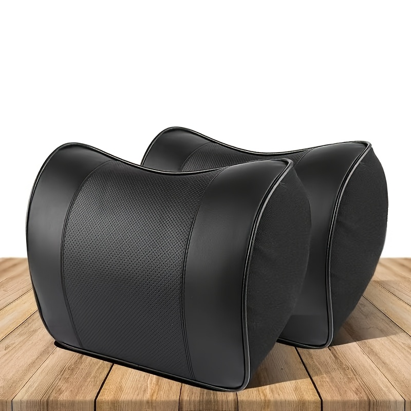 Car Headrest Made of Full Faux Leather, Soft PU Car Neck Pillow, Adjustable Shoulder Strap, Pure Foam And Breathable Removable Cover, Comfortable Ergonomic Design