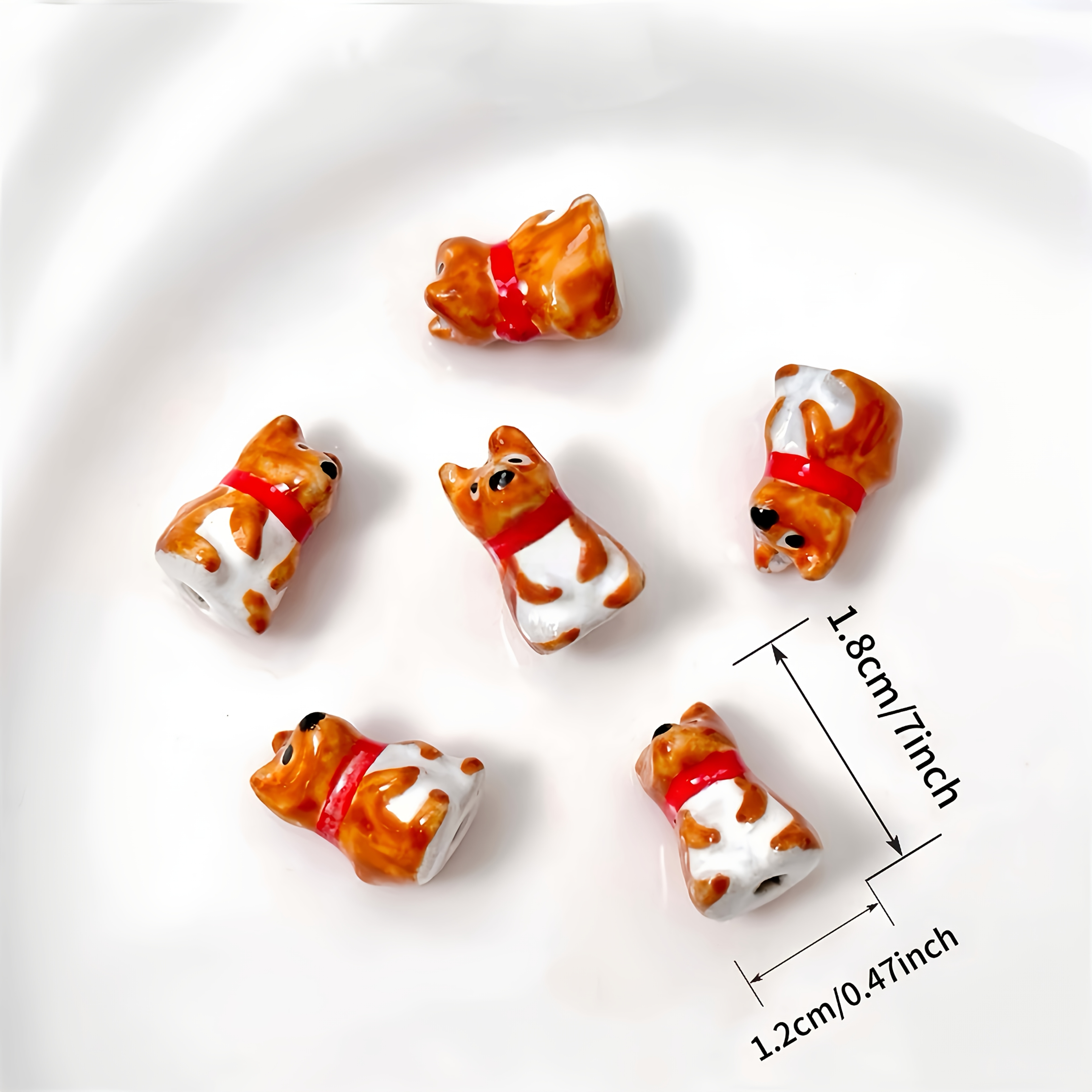 6pcs Assorted Hand-Painted Animal Ceramic Beads for DIY Jewellery
