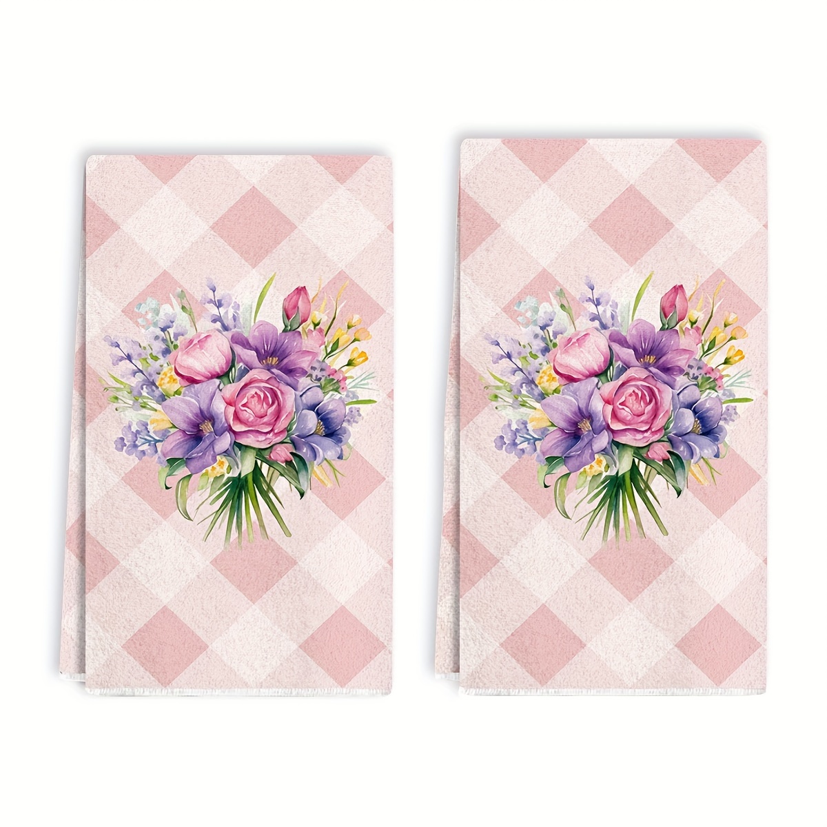 TEMU Flower 2pcs, Hand Towel, Kitchen Decorative Dish Towels, Absorbent Cloth Tea Towels, Suitable For Cooking, Baking, Housewarming Gifts, Cleaning