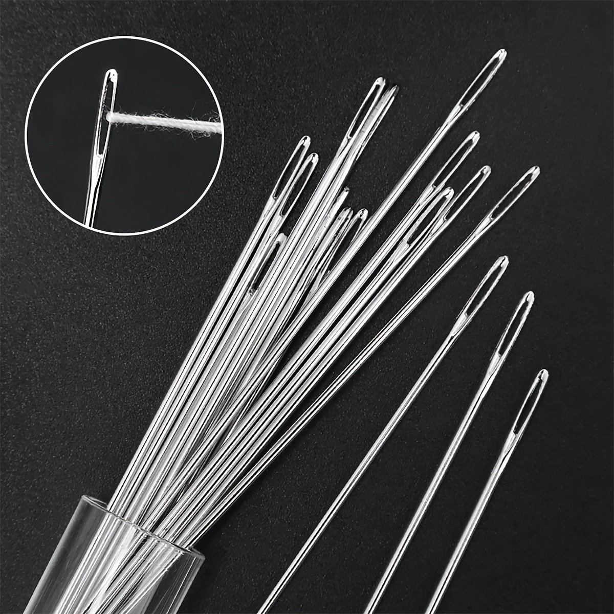 A Set Of 15 Large-eye Sewing Needles, Suitable For Home Use, Hand Sewing, Quilting For The Elderly, With Large Holes For Easy Threading, Suitable For Fine Embroidery And Cross-stitching.