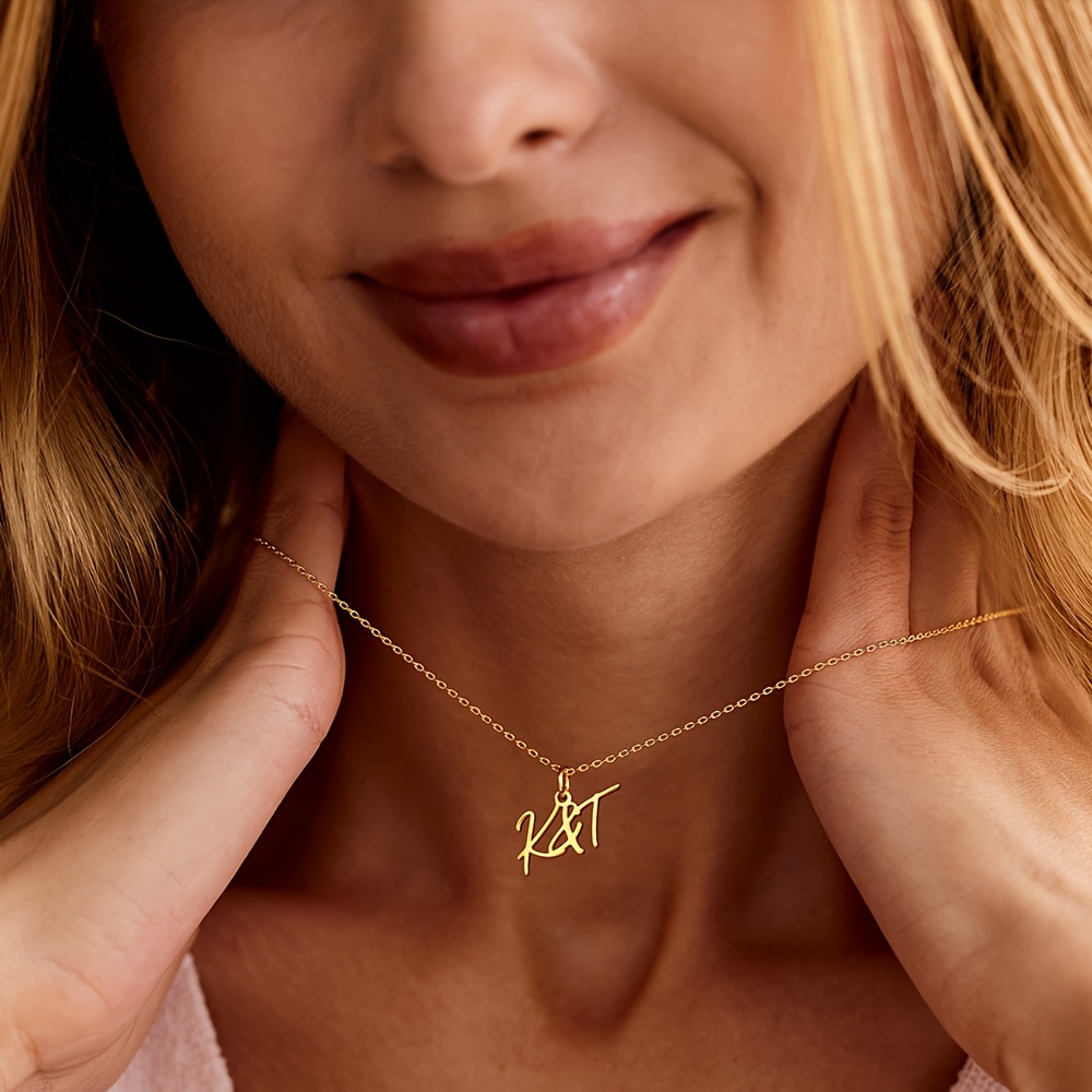Custom Stainless Steel Couple's Letter Pendant Necklace