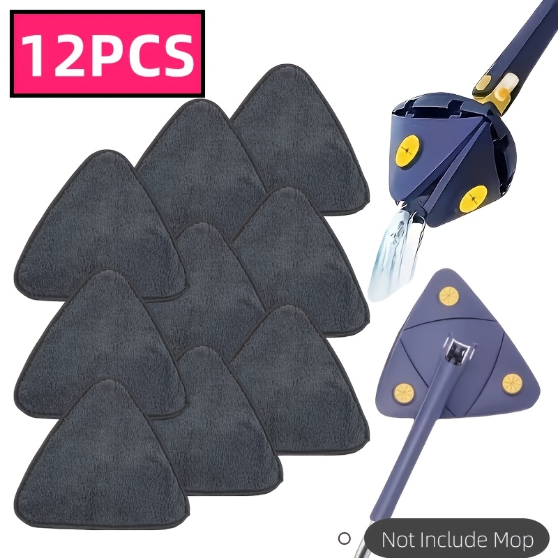E-shop 12er-Pack Dreieckige Verdickte Mopp-Pad-Ersatz, Faser Waschbar, Reinigt Ecken und Fugen, Streifenfreie Bodenpflege, Mopp Nicht Enthalten