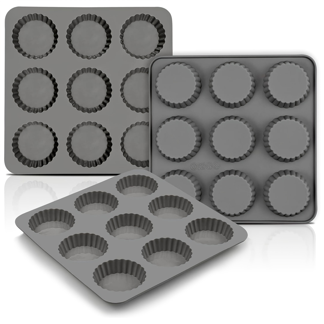 

3pcs Peanut Butter And Chocolate Almond Cup Silicone Mold, 9 Cups Mini Chocolate Almond Peanut Butter Cup Mini Baking Mold For Diy Cake Decorating Tool