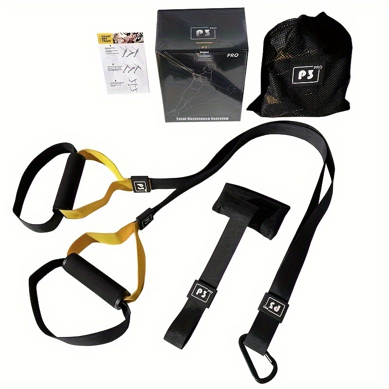 

Complete Suspension Trainer Kit For Full Body Workouts - Includes Door Anchor, Extension & Advanced Foot Straps, Polyester,