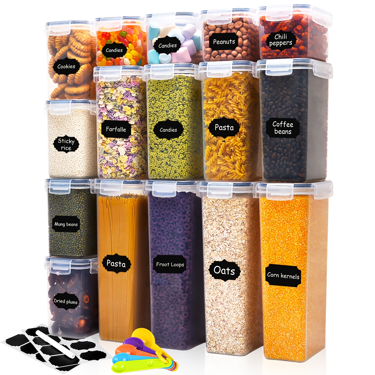 TEMU 16 Pack Airtight Food Storage Containers Set - Pantry Storage Containers Cereal Containers Organizers For Kitchen Food Storage, 100% Leak-proof