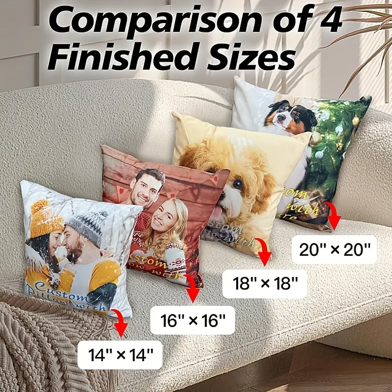 1pc personalized double sided custom photo pillow case zippered closure machine washable polyester pillowcase for couples families pet lovers custom front back prints ideal gift for home sofa bed car decor birthday anniversary christmas present sofa accent piece smooth texture Product details 3