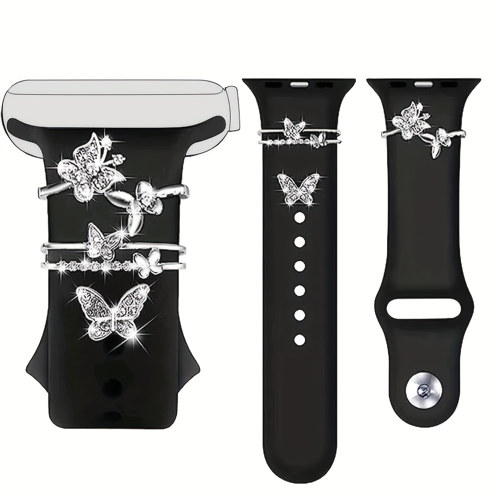 TEMU 3pcs New Women's Watch Double-layer Hollow-out Rhinestone Decorative Rings With Decorative Studs, Available In Multiple Colors Including And
