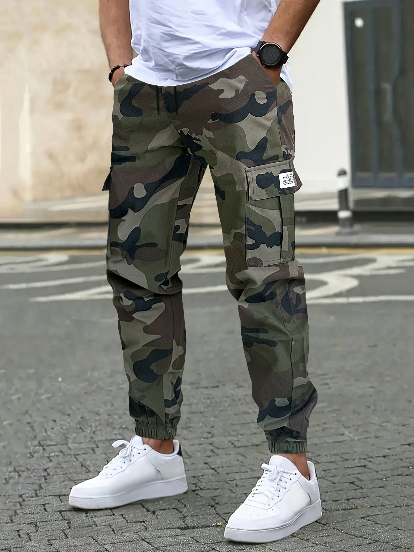 men's camouflage graphic print pants multi pockets casual - Temu