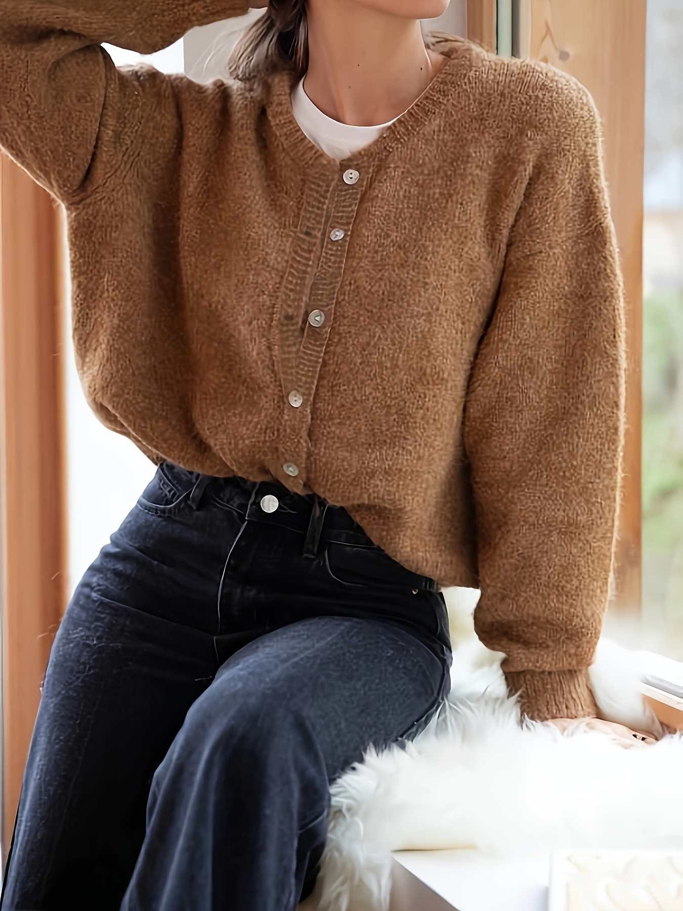 Cardigan voor dames, kort, gevlochten, dik, gebreide cardigan, lange