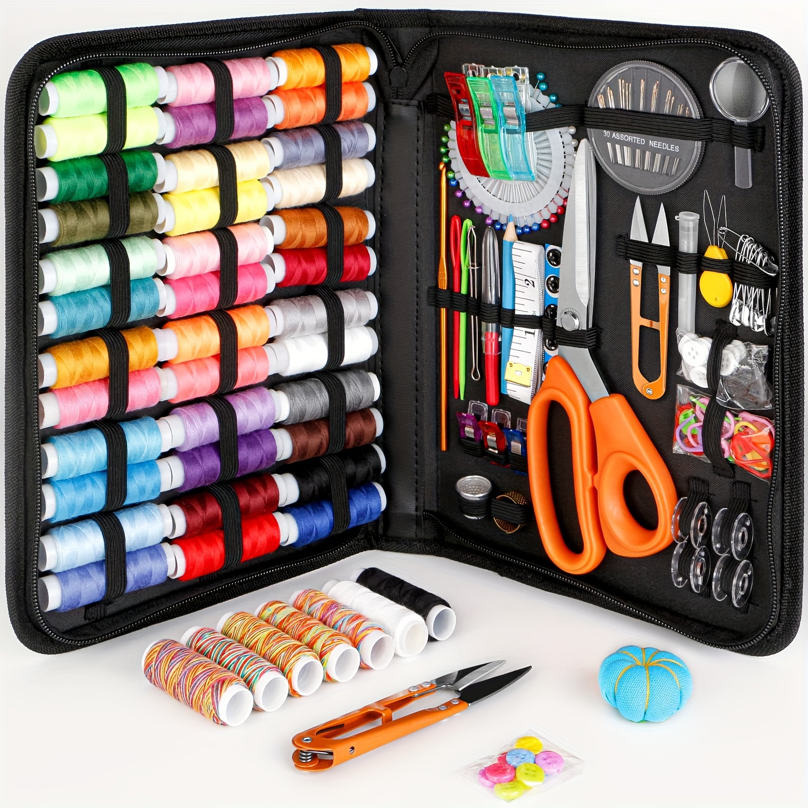 

205-piece Sewing Kit For Adults, Needle And Thread Kit For Sewing, Professional Sewing Supplies Accessories With Scissors, 43xl Thread, 30 Needles, Thread And More For Beginners