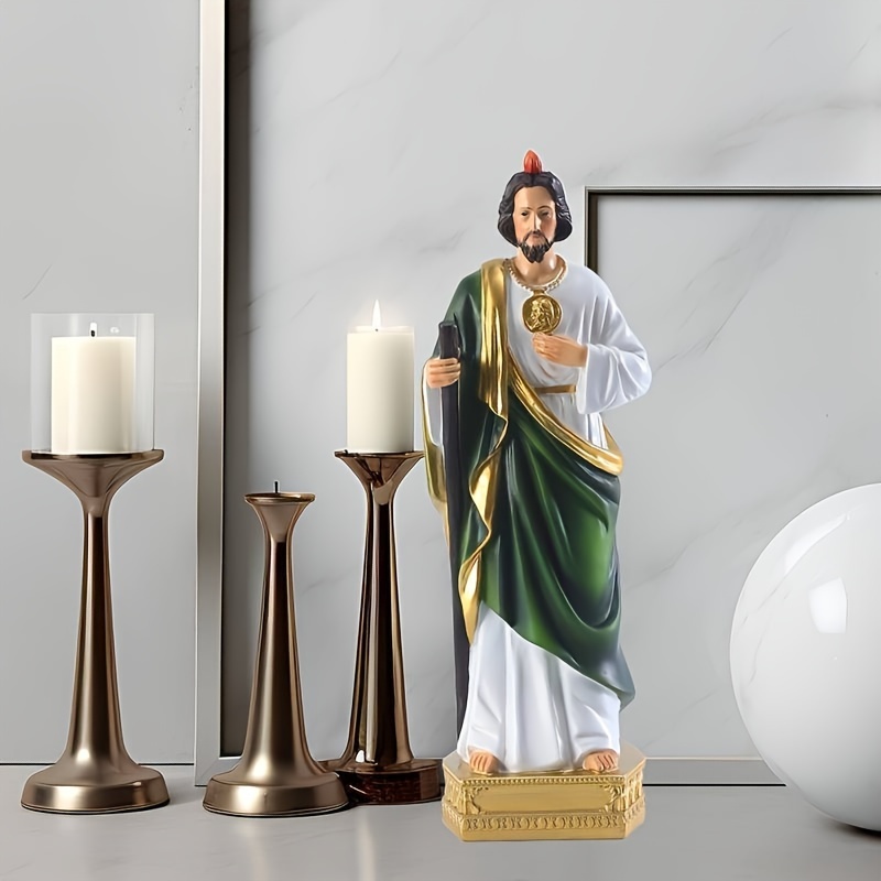 item picture 1pc exquisite   statue figurine with stick   decor durable resin construction vibrant   iconic     home decor ideal vintage easter decoration thoughtful religious  