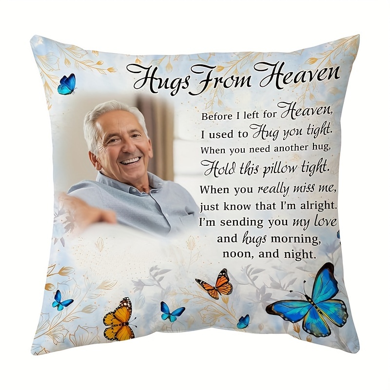 

1pc Memorial Sympathy Pillow Cover, For Loss Of Loved 1 In Heaven - Custom Picture Remembrance Gifts - Sofa Home Decor 18x18 Inch Super Soft Short Plush (single Sided Printing)
