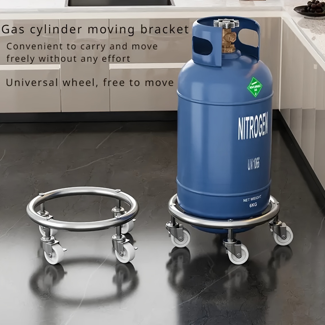 

Heavy-duty Metal Gas Cylinder Stand With Brake Wheel, 360° Swivel Casters, Movable Dolly, Stainless Steel, Black/silver, Ideal For Moving Propane & Coal Tanks, Easy Transport, No Effort Required