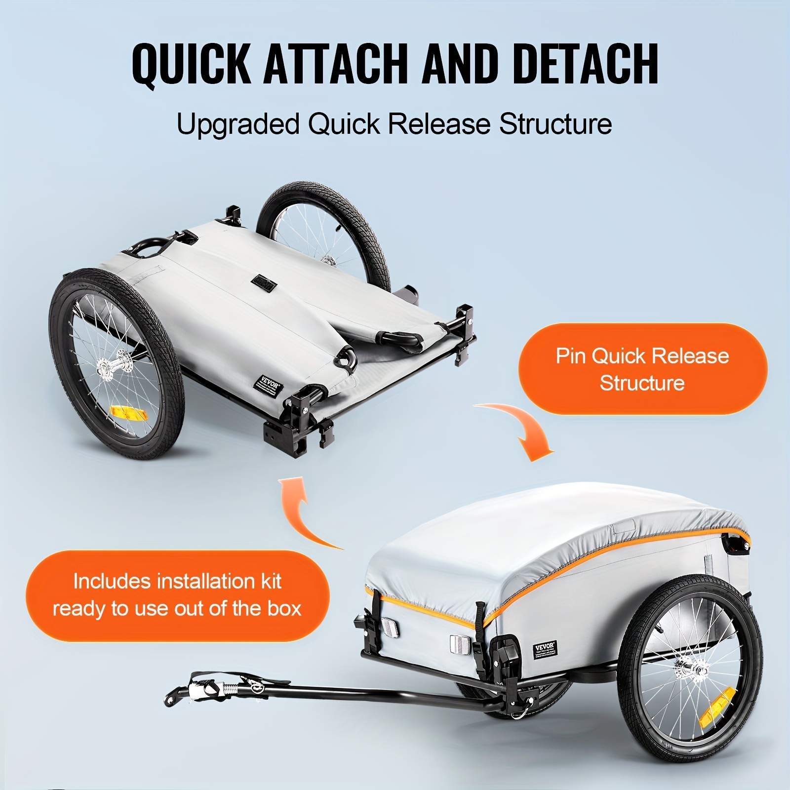 Wagon For Kids Bike Trailer VEVOR Bike Cargo Trailer 88 Lbs Load