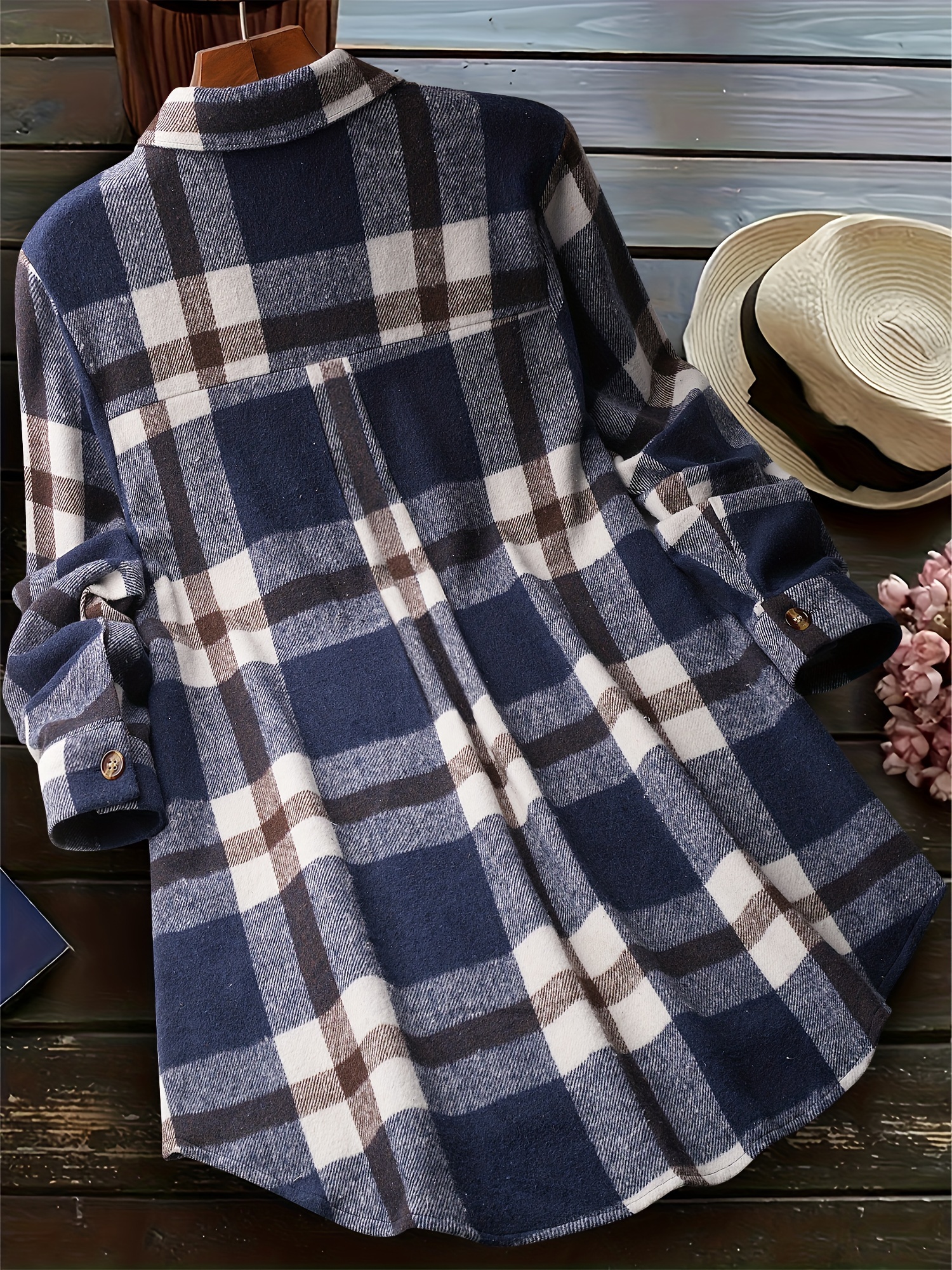 knee length dresses for ladies Vantage 1108 Womens Easy-Care Gingham Check Shirt - Grey/White