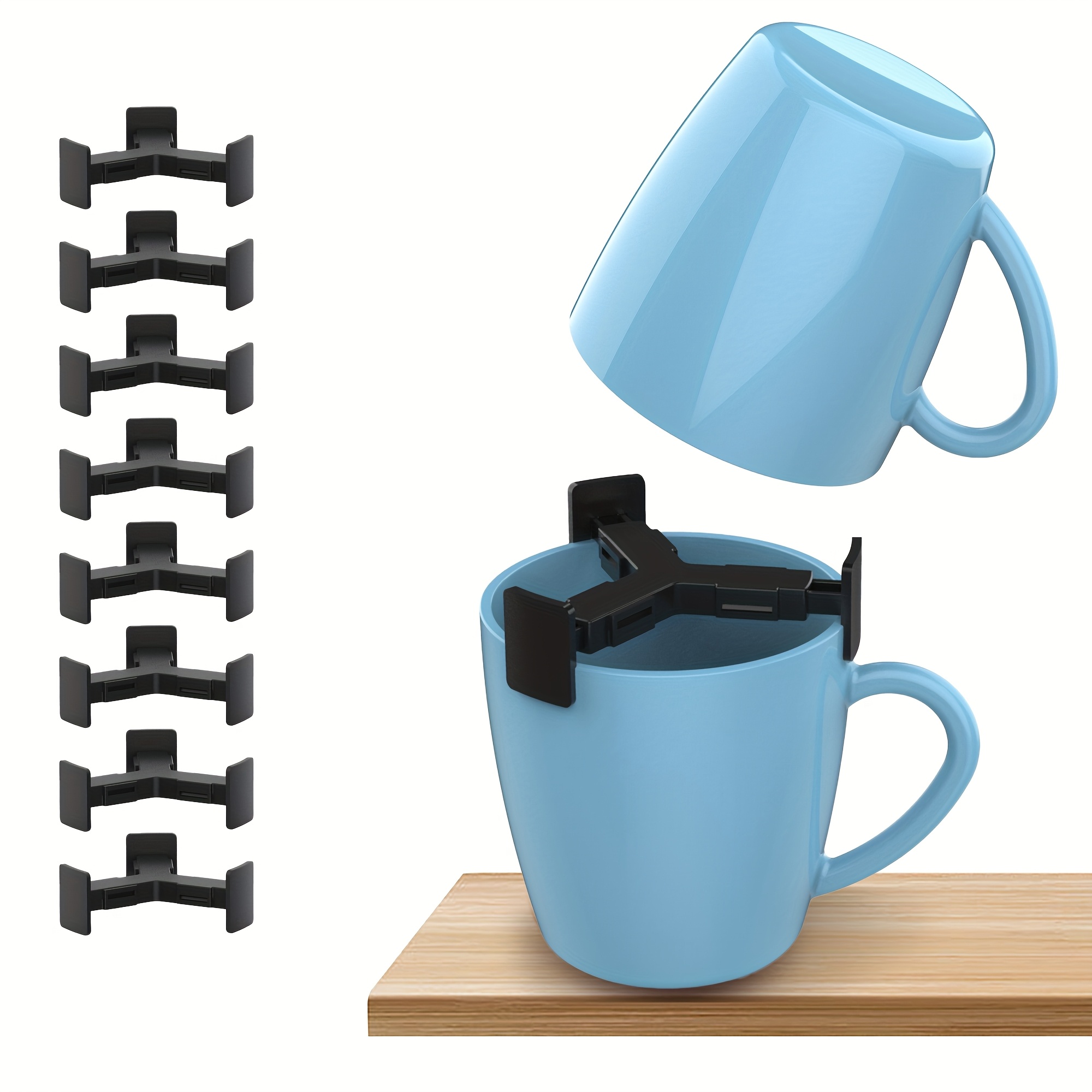 TEMU 8pcs Coffee Mug Organizers And Storage Cup Stacker Kitchen Cabinet Shelf Organizer Space Saving Expandable Holder For Mugs Tea Cup